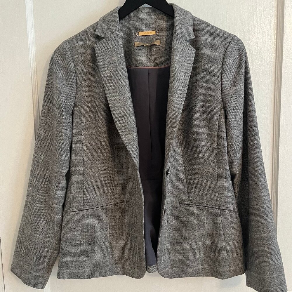 Talbots Grey Checked Wool Blazer